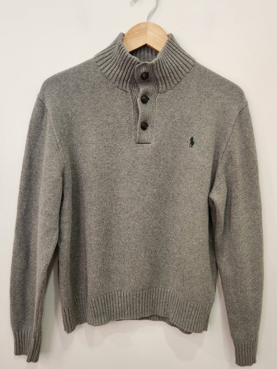 Polo Ralph Lauren Other - Polo Ralph Lauren Mens Gray Marled Knit Cotton Button Mock Neck Sweater Size L